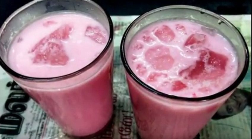Chilled rose milk on hot summer days in Madras