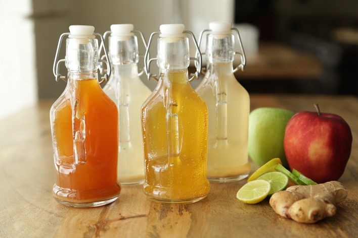 TBB - F-L TO R-B L TO R- KEFIR LEMON MOLASSES ICED TEA, KEFIR APPLE CINNAMON, KEFIR LEMONADE, KEFIR GINGER ALE,